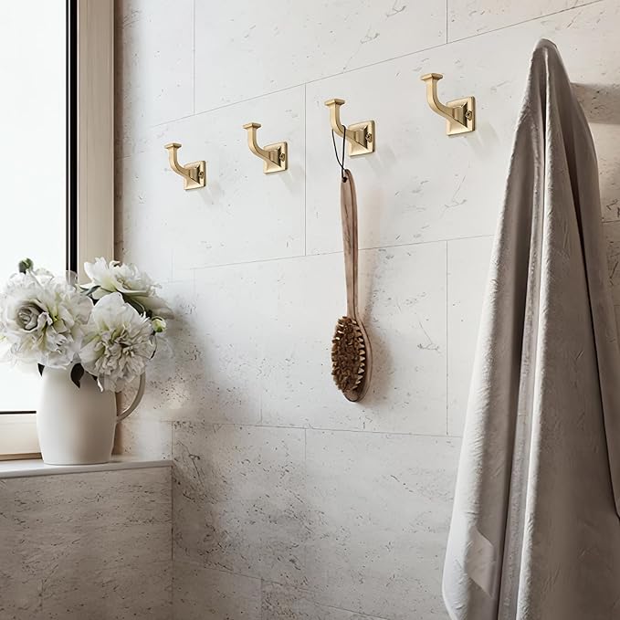 SAILING 3 Pack Coat Hooks - Champagne Bronze Robe Hooks Decorative Wall Hooks for Bathroom Bedroom Kitchen Towel Robe Clothes Cabinet Closet Bathroom Hardware
