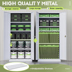 SUNCROWN 72" Metal Storage Cabinet - Heavy-Duty Metal Garage Cabinet with 4 Adjustable Shelves & 2 Doors for Tools, Office, Home, Workshop,Cement Grey-Small