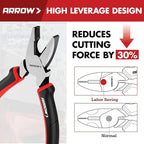ARROW Linesman Pliers, 8-inch High Leverage Diagonal Pliers Tool with Comfortable TPR Handle, High Carbon Steel, Wire Cutter for Electric and Daily Use