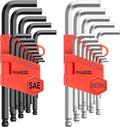 Meiwaltee Allen Wrench Set, 26PCS Metric (1.27-10mm) & SAE (0.05"-3/8") Allen Key Set, L-Hex Key Set With Long Arm Ball End,Visible Size-Marked For Bicycle - Appliance Repair, Furniture Assembly