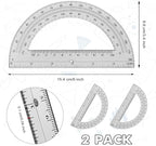 Zonon 2 Pcs 6 Inch Plastic Protractor Math Protractors 180 Degrees Angle Measurement, Translucent for Geometry Classroom Kid Student School Office Supplies (Grey)