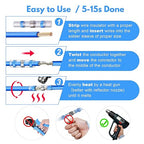 Kuject 200PCS Solder Seal Heat Shrink Wire Connectors AWG 16-14, Blue Butt Connectors Waterproof Splice for Marine, Automotive, Boat