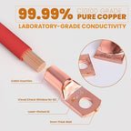 TKDMR 176Pcs Copper Wire Lugs AWG2 4 6 8 10 12 Gauge with 3:1 Heat Shrink Set 88Pcs Battery Cable Lugs Terminal Connectors for Marine, Automotive, Solar Electrical(Bare Copper)