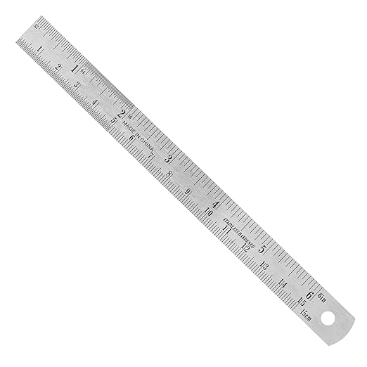 Pacific Arc Stainless Steel Ruler Inch and Metric, with 32nd and 64th Graduations, 6 Inches