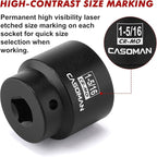 CASOMAN 1/2" Drive x 1-5/16" Impact Socket, 6-Point, SAE, CR-MO