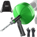 BACOENG 33Ft Drain Auger, Heavy Duty Plumbing Snake with Drill Adapter, Use Manually or Powered for Drain Clog, Shower Sink, Comes with Gloves and Bag (Green)