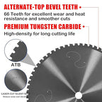 14" Miter Table Saw Blade, TCT Metal Cutting Saw Blades with 66T & 1" Arbor, Professional for Iron Steel Aluminum Stainless Steel Ferrous Metals