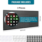 Peg Board, 3 Pack 16-Inch X 36-Inch Heavy Duty Steel Pegboard,Heavy Duty Black Pegboard for Walls, Garage, Workbench, Craft Room Tool Organization, Metal Pegboard Panels(Black)