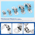 Glarks 50Pcs M8 Pipe Strap Clamp, 304 Stainless Steel 2 Hole Strap Heavy Duty Rigid Pipe Strap U Bracket Tube Strap Cable Clamp Hanger Tension Tube Clip for Pipe Tube Cable Fixing (45mm (1-3/4"))