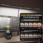 Adjustable LED Desk Lamp – Stepless Dimming & Color Temp Remote Control, Eye-Caring 4 Large Bright Light Souce for Home Office, Gooseneck, Clamp Base, 5 Lighting Modes for Reading, Computer, DIY