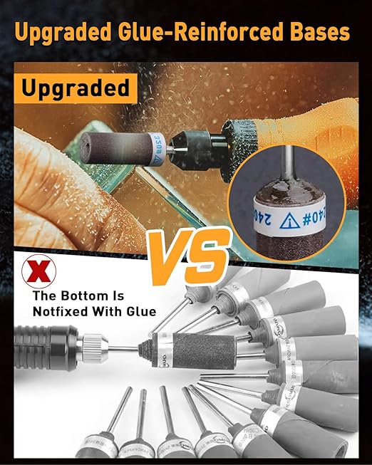 10Pcs 3000 Grit Sanding Drums Sandpaper Sticks Set for Dremel Rotary Tool with 1/8" Shank, Rotary Tool Accessories Suitable for Metal Rust Removal/Jade Polishing/Stone Grinding (3000 Grit)