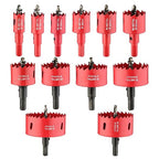 12PCS Bi-Metal Carbide Hole Saw Kit with Drill Bits for Thin Metal and Wood,Cutting Diameter 45/64'' to 2-15/16'',for Gerneral Purpose