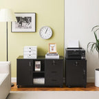 CLIPOP Rolling Storage Cabinet with Drawer, Home Office Cabinet with Lock, Under Desk Storage Cabinet for Home Office, Black