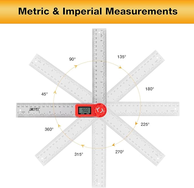 Digital Angle Finder Protractor, Angle Finder Ruler,Stainless steel 7inch 200mm 7inch/200mm, Angle Measuring Tool for Woodworking,Carpenter,Construction,DIY Measurement (Stainless Steel)