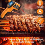Infrared Thermometer Gun -58°F to 1472°F, 12:1 Laser Temperature Gun with -58°F to 572°F K-Type Probe, Dual-Mode Thermometer Guns Suitable for Cooking & Industry Measurements