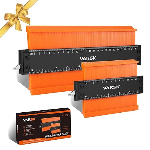 VARSK Contour Gauge Tool with Lock 5+10 Inch - Measuring Scribe Profile Tool, Birthday Gifts for Men Dad Him, Cool Gadgets Tools for Men DIY Handyman, Woodworking Tools for Measuring Flooring