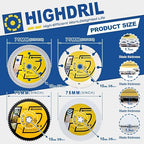 HIGHDRIL 3" 75mm Circular Saw Blade Set 4pcs - Diamond/HSS/Carbide Cutting Disc for Angle Grinder Cutting Soft Metal Copper Aluminum Tile Marble Granite Plastic Wood Glass