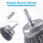 Rocaris 82 Pack Carbon Steel Wire Wheel Brush, Cup Brush, Wheel Brush, Pen Brush Set with 1/4-Inch Shank for Rust Removal, Corrosion and Scrub Surfaces, Grey