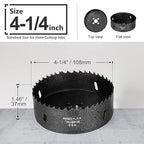 4-1/4 Inch Hole Saw with 3/8" Triangle Shank Quick Change Arbor, JTemgle Bi-Metal Hole Saw Heavy Duty Hole Cutting Tool for Cornhole Boards, Recessed Lights, Wood, Plastic, Drywall & Soft Metal