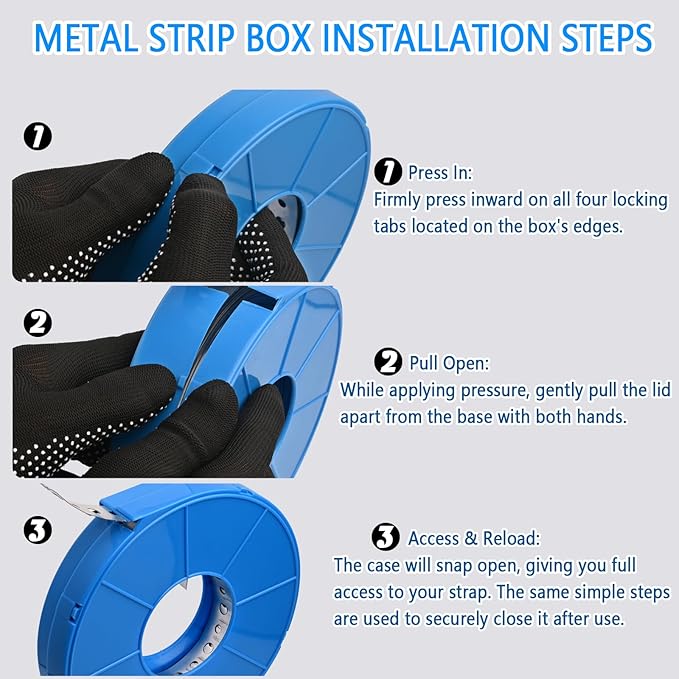 Galvanized Metal Pipe Strap 3/4" x 100 FT, 32-Gauge - Metal Hanger Strapping with Holes for Pipe Support, Flexible Trimming | Includes Storage Case & Gloves