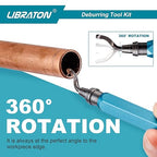 Libraton Deburring Tool with 11 High Speed Steel Blades, 360 Degree Rotary Head Deburring Tool for Metal, Resin, Aluminum, Copper, Plastic, 3D Printing, Wood