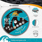 10 Inch Miter/Table Saw Blades 10pcs, 80 Teeth ATB TCT Fine Finish Wood Cutting Circular Saw Blade with 1 Inch Arbor