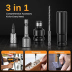 This Hill 45PCS Cordless Impact Wrench,600Nm(443Ft-lbs),1/2 Inch Brushless lmpact Driver Set,w/Two 4.0Ah Battery,17 Sockets,High Torque Power Impact Gun for Car Home