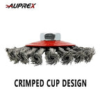 2 Pack 4 Inch Twist Knotted Wire Wheel Brush for Angle Grinder with 5/8 Inch-11 Threaded Arbor - 0.02 Inch Carbon Steel Wire for Heavy-Duty Conditioning of Various Metals
