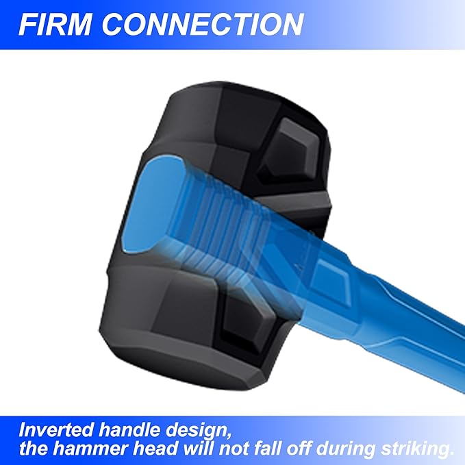 Real Steel Rubber Mallet Hammer 24OZ Black Rubber Hammer with Solid Head, Double-faced Mallets for Flooring, Woodworking, Camping, Automotive 0326