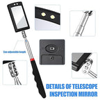 4 Pieces Telescoping Inspection Mirror Telescoping LED Lighted Flexible Inspection Mirror Tool for Checking Observing Vehicle Small Parts(Classic Style)