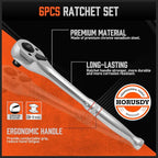 HORUSDY 3-Piece Ratchet Set, 1/4” 3/8”, 1/2" Drive Ratchet Handle Set, 90-Tooth,CR-V, Quick Release Ratchets