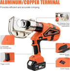 Electric Hydraulic Crimping Tool, Battery Cable Crimper Tool, 12 Ton Wire Crimpers Electrical, Crimping Rang 8AWG-800MCM(10-400m²) and Electrical Crimping Tool 13 Pairs of Dies (JGS-400S)