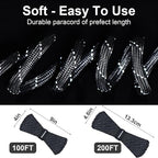 WEREWOLVES Reflective Paracord Rope 7 Strand Type III Parachute Cord 4mm 100ft / 200ft for Tent Camping Hiking Fishing Survival Tactical Clothesline DIY Projects
