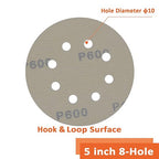 Sanding disc 5 Inch 8 Holes Mixed 60 Pack,Orbital Sander Pads,Hook and Loop Wet/Dry Gold Sandpaper,Include 80,100,120,150,220,320 Grit Each of 10 Pack