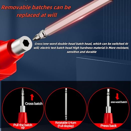 2 in 1 Digital Display Induction Test Pencil, Non-Contact Voltage Tester with LCD Display, Non-Contact AC Voltage Tester Pen, Smart Voltage Test Pen for AC/DC Circuit Detection (Red)