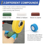 SCOTTCHEN 4inch Buffing Polishing Wheel with 1/4" Shank for Drill, 1/2" Arbor Hole,Soft/Fine/Medium -3pcs,with Buffing Polishing Cutting Compounds 7.4 Oz.Kit,with 2 Pack Non-Woven Bandage