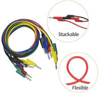 Makeronics 5pcs Banana to Banana Plug Test Lead Set for Multimeter | 4mm Stackable Banana Plug | 39.37inch / 1m length Flexible Electrical Test Wires 1000V/15A | 5 Colors (Black/Red/Green/Blue/Yellow)