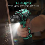 Cordless Drill Set,12V Power Drill Driver 3/8" Keyless Chuck with 42 Acessories, Built-in LED Light, 25+1 Position, Electric Drill for Home DIY Projects（Cyan）