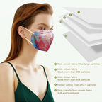 KN95 Face Masks 50 Pack Tie Dye Breathable Safety Respirator 5-Ply Multicolor Cup Dust Disposable KN95 Mask For Adult