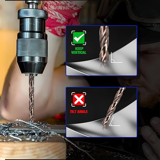 3/16 Inch Cobalt Drill Bit Set (10Pcs), M35 Fully Grounded 5% Cobalt Bits for Hardened Metals, Stainless Steel, Cast Iron and Wooden Plastics, with Storage Box
