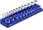 Olsa Tools Magnetic Socket Organizer | 3/8-inch Drive | SAE Blue | Holds 26 Sockets | Professional Quality Tools Organizer