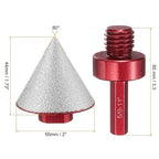 HARFINGTON Diamond Beveling Chamfer Bits 50mm Dia 5/8-11 Thread Cone Grinder Bit with Adapter, Countersink Drill Bit to Enlarge Holes for Porcelain Tile, Marble, Ceramic, Glass, Stones