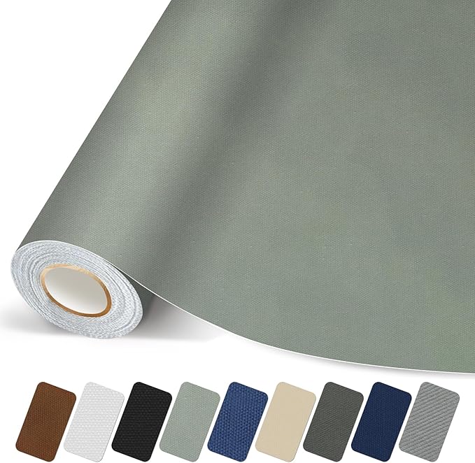 Canvas Repair Patch, 17X158 Inch Strong Sticky Fabric Repair Tape, Self-Adhesive Fabric Patch for Sofas, Tote Bags, Clothing, Car Seats, Furniture (Grey, 17X158 Inch)