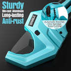 SHALL PVC Pipe Cutter, Cuts up to 2-1/2”, Heavy-Duty Aluminum Ratchet Pipe Cutter Tool for PVC, PPR, PE, PEX, Plastic Hoses & Plumbing Pipes, Fast Pipe Tube Cutters with High Performance SK5 Blade