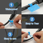 PATIKIL 4inch Zip Ties, 200pcs Cable Ties Tags Nylon Wire Marking Label Self Locking Plastic Straps Write on with Label Tags Paper for Organization Cord Network Ethernet Marking, Blue