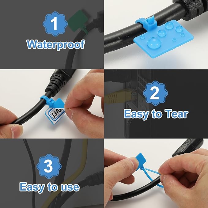 PATIKIL 6inch Zip Ties, 200pcs Cable Ties Tags Nylon Wire Marking Label Self Locking Plastic Straps Write on with Label Tags Paper for Organization Cord Network Ethernet Marking, Yellow