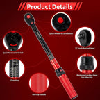 1/2 Inch Drive Click Torque Wrench, Dual-direction Torque Wrench 10-170.0ft.lb/13.60-230.5Nm, 72-tooth Torque Wrenches with Dual Range Scales, ±3% High Precision For Bike
