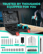 COMOWARE 20V Cordless Drill, Electric Power Drill Set with 1 Battery & Charger, 3/8” Keyless Chuck, 2 Variable Speed, 266 In-lb Torque, 25+1 Position and 34pcs Drill/Driver Bits