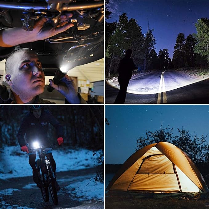 Lepro LED Rechargeable Flashlight, LP3000 High Lumens, Zoomable, Bright Flashlight, Waterproof, 5 Lighting Modes, Small Handheld Flashlight for Camping, Emergencies, USB Cable Included