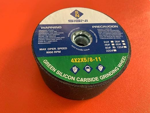 SIGNI 4 Inch Green Grinding Stone with 5/8-11 Thread (1 Pack,80 Grit，4X2X5/8-11)